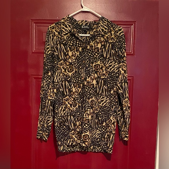 Cavalini Women’s Button Up Leopard Print Long Sleeve Blouse Size Small - Picture 5 of 12